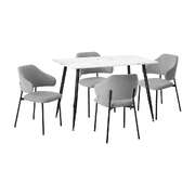 120cm Rectangle Dining Table with 4PCS Grey Fabric Chairs for Dining Room