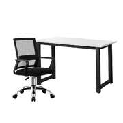 Home Office Desk and Chair Set Computer Table Study Workstation Black White