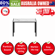 120cm Rectangular Dining Table with Metal Leg White&Black