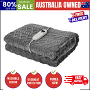 Heated Electric Throw Blanket Bedding Flannel & Sherpa Grey 160x130cm 9-Heat Levels
