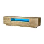 TV Cabinet Entertainment Unit Storage Shelf Natural Wood 180cm Living Room