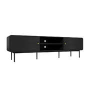 TV Cabinet Entertainment Unit Stand 180cm Wooden Black