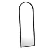 Wooden Full Length Mirror 166x60cm Arched Floor Mirror Black