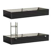 2x Garden Bed 210x90x30cm LED Plant Stand Box Galvanise