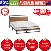 Metal Bed Frame Queen Size Beds Platform with Mattress
