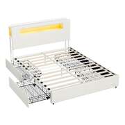 Queen Size Bed Frame With 4 Drawers LED USB Charging Headboard
