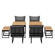 8 Seater Outdoor Dining Set Sofa Lounge Patio Ottoman Grey