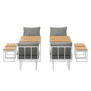 8 Seater Outdoor Dining Set Sofa Lounge Patio Ottoman White