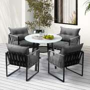 5PCS Outdoor Dining Set Round Table PE Wicker Chairs