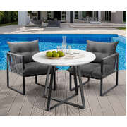 3PCS Outdoor Dining Set Round Table and Chairs with Cushions