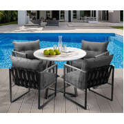 5PCS Outdoor Dining Set Round Table and Chairs with Cushions