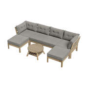 6-Piece Outdoor Lounge Sofa Set Garden Patio Rattan Furniture Grey