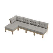 5 Piece Outdoor Sofa Set 4-seater sofa & 1 Ottoman Beige