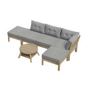 Outdoor Lounge Sofa Set 7 Piece Grey Rattan Garden Furniture for Patio