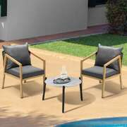 3PCS Outdoor Patio Lounge Set Grey 50cm Coffee Table