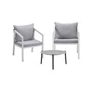 3PCS Outdoor Patio Setting Grey 50cm Coffee Table