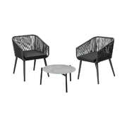 3 Piece Outdoor Lounge Set Polyester rope detailing
