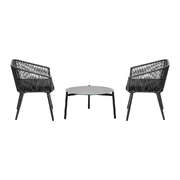 3 Piece Outdoor Patio Set 70cm Table Polyester rope