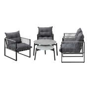 6PCS Outdoor Patio Set Grey Coffee Table Set Lounge Chairs