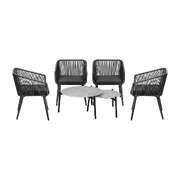6PCS Outdoor Patio Set 2pc Coffee Table Polyester Chair Rope