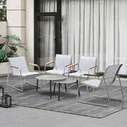 6PCS Outdoor Patio Set 4x Chairs with Coffee Table Textilene Garden Set