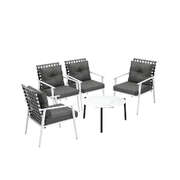 5PC Outdoor Lounge Sets 70CM White Round Table Rattan Chairs