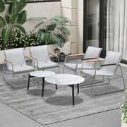 6PCS Outdoor Patio Set Textilene Chairs with Lounge Coffee Table Set