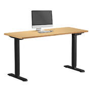 Electric Standing Desk 140CM Single Motor Black & Oak Adjustable Office Table