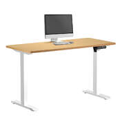 Electric Standing Desk 140CM Single Motor White & Oak Adjustable Office Table