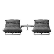 2PCS Sun Lounger with Table Outdoor Patio Set Grey
