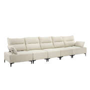 5 Seater Sofa Couch Chenille Adjustable Armrest Chair Beige