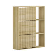 Shoe Rack Storage Cabinet with Display Shelves Natural