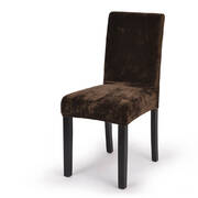 8x Stretch Plush Dining Chair Cover Seat Covers Protectors Slipcovers Brown
