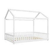 Kids Wooden Bed Frame House Beds Platform Double White Timber Pine