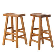 2X Bar Stool Wooden Counter Chairs Natural