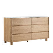 6 Chest of Drawers Dresser  Marble Top Natural