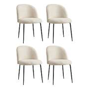 4x Dining Chairs Kitchen Upholstered Sherpa White