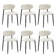 6x Dining Chairs Boucle Fabric Black&White