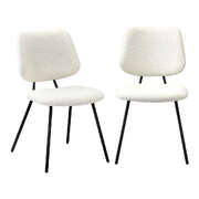 2x Dining Chair Vintage Retro Sherpa White