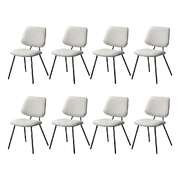 8x Dining Chair Vintage Retro Polyester Padded White