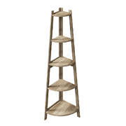 Corner Ladder Shelf 5 Tier Display Stand Bookshelf Natural