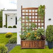 2pc Wooden Garden Bed with Trellis-Charcoal