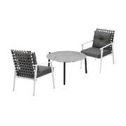 3pc Outdoor Lounge Sets 70CM Grey Round Table Rattan Chairs