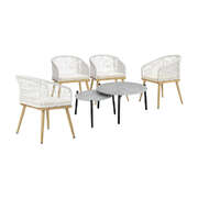 6PC Outdoor Patio Set Grey Table Sets Polyester Chair Rope