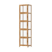Display Cabinet 5-Tier Slim Storage Shelves Brown