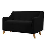 Couch Stretch Sofa Lounge Cover 2 Seater Black