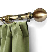 Extendable 190-380cm Metal Curtain Rod with Metal Ball in Brass Colour