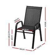 6PC Outdoor Dining Chairs Stackable Lounge Chair Patio Furniture Black
