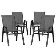 Gardeon 4PC Outdoor Dining Chairs Stackable Lounge Chair Patio Furniture Grey
