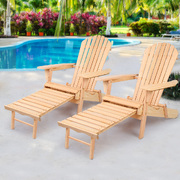 Outdoor Chairs Set - Natural Wood Sun Lounge